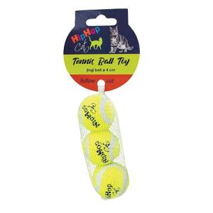 Balení-tenisový míček s rolničkou 4 cm HIPHOP CAT (3 ks v bal. )