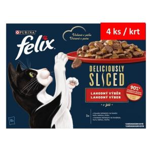 Felix Deliciously Sliced Multipack hovězí kuře kachna krůta v želé 12 x 80 g