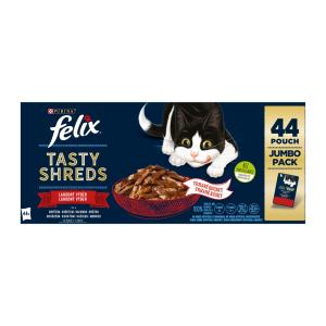 Felix Tasty Shreds hovězí / kuře / kachna / krůta ve šťávě Multipack 44 x 80 g