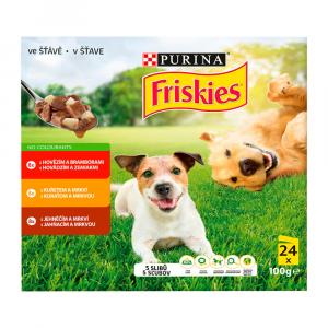Friskies Adult Dog hovězí / kuře / jehněčí ve šťávě multipack 24 x 100 g