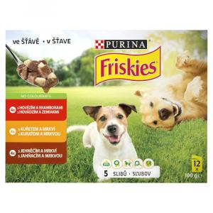 Friskies Adult Dog výběr s hovězím, kuřetem a jehněčím ve šťávě 12 x 100 g