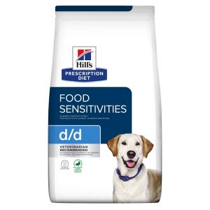 Hill’s Prescription Diet Canine d/d Duck & Rice 12 kg + „HypoAllergenic Treats 220 g 2x ZDARMA“