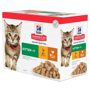 Hill’s Science Plan Feline Kitten Chicken x 6 & Turkey x 6 MTP pouch 12 x 85 g