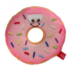 Hračka DOG FANTASY donut s obličejem růžový 12 cm