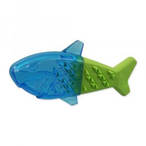 Hračka DOG FANTASY Žralok chladící zeleno-modrá 18x9x4cm
