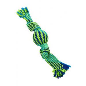 Hračka pes BUSTER Pískací lano s balonkem mod/zel 40cm