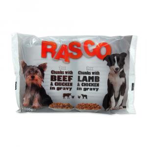 Kapsičky RASCO Dog s kuřecím a hovězím / s jehněčím a kuřecím 4 x 100g