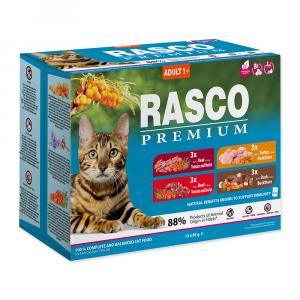 Kapsičky RASCO Premium Cat Pouch Adult - 3x beef, 3x veal, 3x turkey, 3x duck 1020g