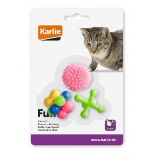 Karlie Hračka pro kočky gumová různé tvary různé barvy 3ks 4x4cm