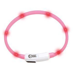 LED světelný obojek pro kočky růžový obvod 20-35cm