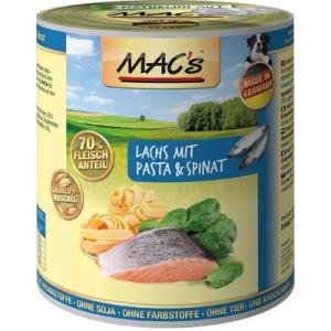 MACs Dog konzerva losos s těstovinami a špenátem 400g