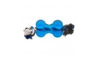 Ilustrační obrázek Hračka DOG FANTASY Strong kosť gumová s povrazom modrá 13,9 cm