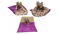 Ilustrační obrázek Pelech pre psov XL - fialová / hnedá s kvetinkami