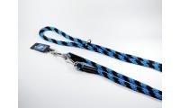 Ilustrační obrázek PROFIZOO Vodítko prepínacie lano ŠPIRÁLA (14mm x 240cm) čierno-modrá