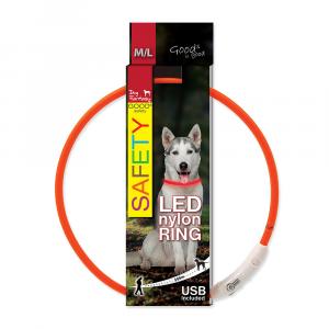 Obojek DOG FANTASY LED nylonový oranžový M/L