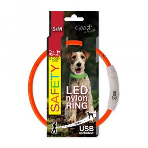 Obojek DOG FANTASY LED nylonový oranžový S/M