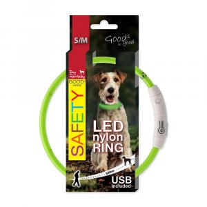 Obojek DOG FANTASY LED nylonový zelený S/M
