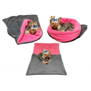 Pelíšek pro psy XL - šedá/tmavě růžová