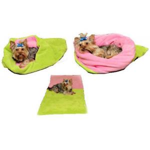 Pelíšek pro psy XL - světle zelená/růžová