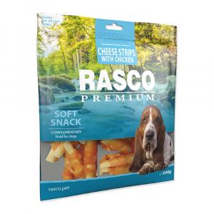 Pochoutka RASCO Premium proužky sýru obalené kuřecím masem 500g