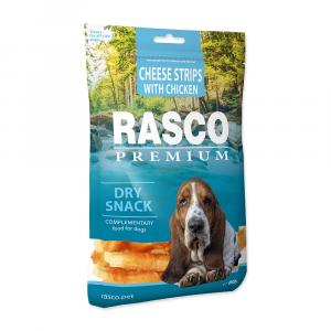 Pochoutka RASCO Premium proužky sýru obalené kuřecím masem 80g