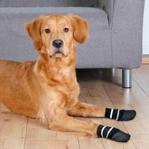 Protiskluzové ponožky černé, 2 ks pro psy bavlna/lycra L
