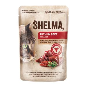 Shelma kočka kapsička s hovězím, rajčaty a bylinkami v omáčce 85 g