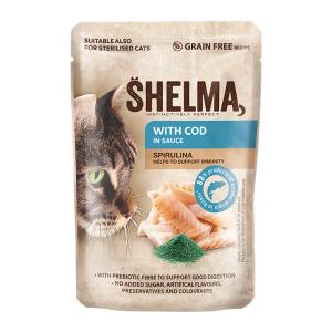 Shelma kočka kapsička s treskou a spirulinou v omáčce 85 g