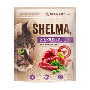 Shelma kočka sterilised s hovězím grain free 1,4 kg