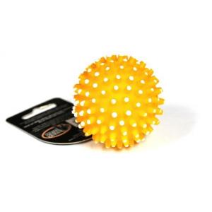 VINYL míček s bodlinami pískací - žlutý 6.5cm